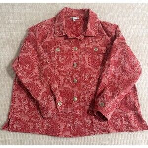 Rebecca Malone Women’s 2X Paisley Button-Front Jacket